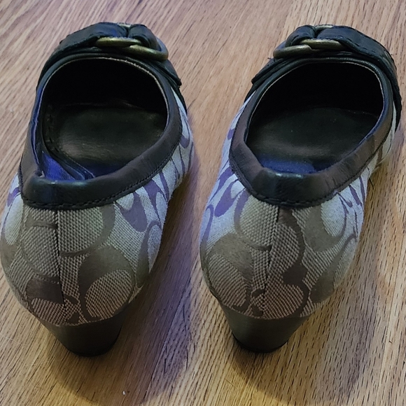 Coach Millie Womens Wedge Pumps  Khaki/Espresso Brown Tan Size 6.5 CHARITY - Picture 3 of 6